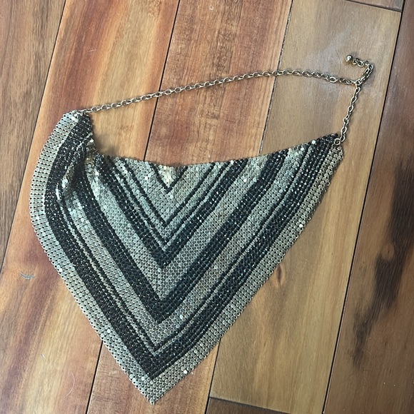 Mesh gold and black stones necklace - vintage - no default ! - Picture 5 of 5